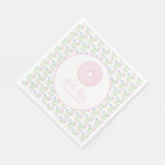 Maßgeschneiderter Donut Sweet First Geburtstag Serviette (Ecke)