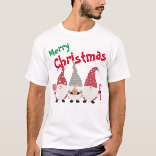 Maßgeschneiderter Drei-Niedlicher Weihnachts-Gnome T-Shirt