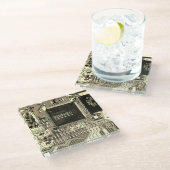 Maßgeschneiderter Druckschaltkreis - Geek electron Glasuntersetzer (Schrägansicht)