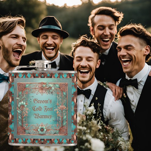 Maßgeschneiderter, eleganter Kupferturquoise-Rahme Flachmann