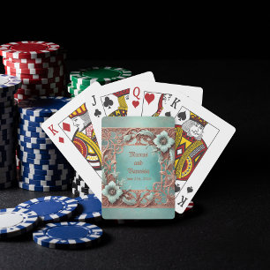Maßgeschneiderter, eleganter Kupferturquoise-Rahme Spielkarten