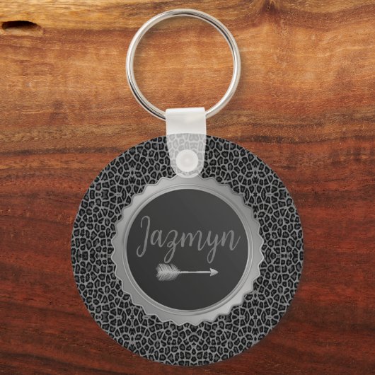 Maßgeschneiderter exotischer, stilvoller Leopard Schlüsselanhänger (Vorderseite)