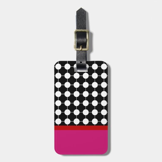 Maßgeschneiderter Farbblock Polka Dot Gepäckanhäng Gepäckanhänger (Vorderseite vertikal)