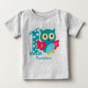 Maßgeschneiderter First Birthday Owl Baby T - Shir Baby T-shirt