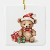 Maßgeschneiderter First Christmas Whimsical Teddy  Keramikornament (Vorderseite)