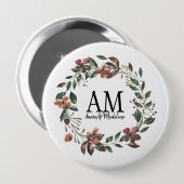 Maßgeschneiderter Floral Monogram Edens Garden Button (Vorne & Hinten)