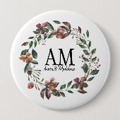Maßgeschneiderter Floral Monogram Edens Garden Button (Vorderseite)