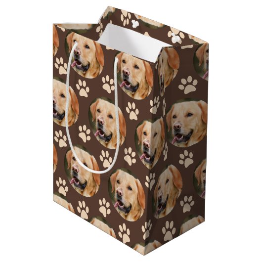 Maßgeschneiderter Foto-Musterhund Mittlere Geschenktüte (Rückseite Schrägansicht)