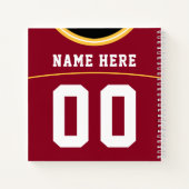 Maßgeschneiderter Fußball Maroon Jersey Notizblock (Rückseite)