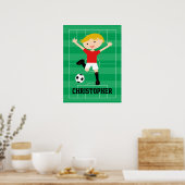 Maßgeschneiderter Fußballjunge 1 rot und weiß Poster (Küche)