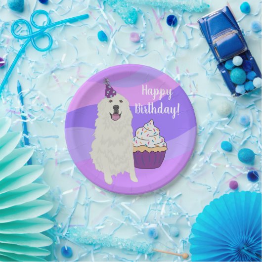 Maßgeschneiderter Geburtstag Große Pyrenäen Hund Pappteller (Party)