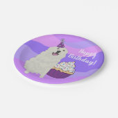 Maßgeschneiderter Geburtstag Große Pyrenäen Hund Pappteller (Schrägansicht)