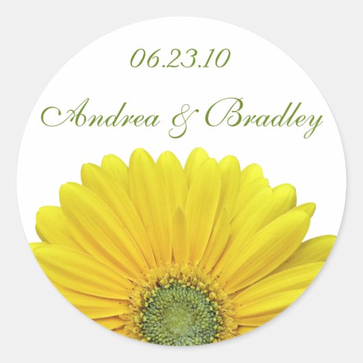 Maßgeschneiderter, gelber Gerbera Daisy Monogram S Runder Aufkleber (Vorderseite)