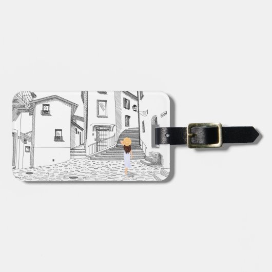 Maßgeschneiderter Gepäckanhänger mit handGezeichne (Vorderseite horizontal)