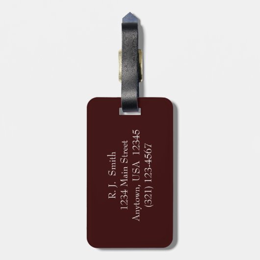 Maßgeschneiderter Gepäckanhänger, Monogramm, braun Gepäckanhänger (Rückseite vertikal)