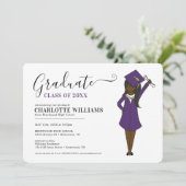 Maßgeschneiderter Girl-Avatar| Abschluss der Hochs Einladung (Stehend Vorderseite)