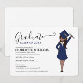 Maßgeschneiderter Girl-Avatar | High School Abschl Einladung (Vorne/Hinten)