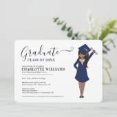 Maßgeschneiderter Girl-Avatar | High School Abschl Einladung (Stehend Vorderseite)