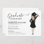 Maßgeschneiderter Girl-Avatar | High School Abschl Einladung (Vorne/Hinten)