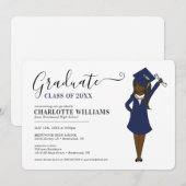 Maßgeschneiderter Girl-Avatar | High School Abschl Einladung (Vorne/Hinten)