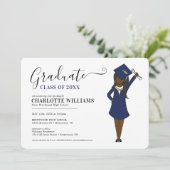 Maßgeschneiderter Girl-Avatar | High School Abschl Einladung (Stehend Vorderseite)