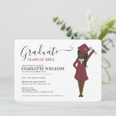 Maßgeschneiderter Girl-Avatar | High School Abschl Einladung (Stehend Vorderseite)