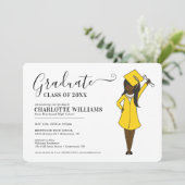 Maßgeschneiderter Girl-Avatar | High School Abschl Einladung (Stehend Vorderseite)