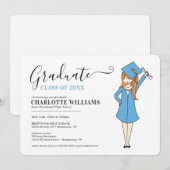 Maßgeschneiderter Girl-Avatar | High School Abschl Einladung (Vorne/Hinten)