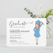 Maßgeschneiderter Girl-Avatar | High School Abschl Einladung (Stehend Vorderseite)