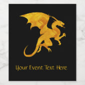 Maßgeschneiderter Gold- und Schwarz-Flying-Dragon Weinetikett (Einzelnes Label)