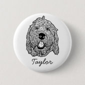 Maßgeschneiderter Goldendoodle Hund Personalisiert Button (Vorderseite)