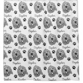 Maßgeschneiderter Goldendoodle Hund Personalisiert Duschvorhang (Vorderseite)