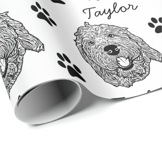 Maßgeschneiderter Goldendoodle Hund Personalisiert Geschenkpapier (Rolleneckpunkt)