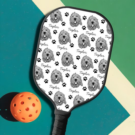 Maßgeschneiderter Goldendoodle Hund Personalisiert Pickleball Schläger