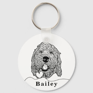 Maßgeschneiderter Goldendoodle Hund Personalisiert Schlüsselanhänger