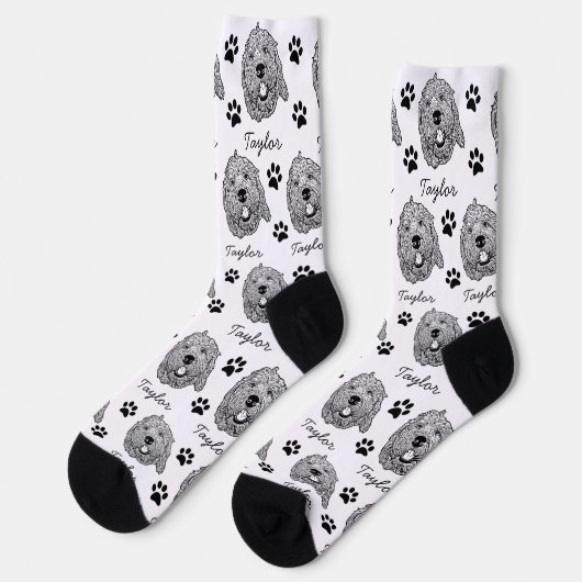 Maßgeschneiderter Goldendoodle Hund Personalisiert Socken (Linkes Detail)