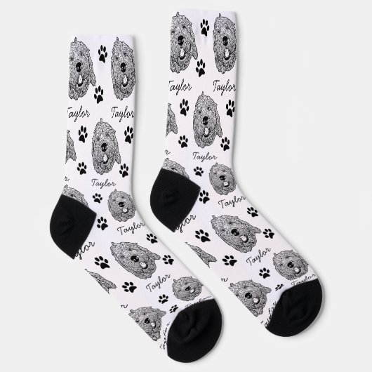 Maßgeschneiderter Goldendoodle Hund Personalisiert Socken (Rechts)