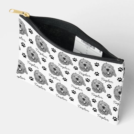 Maßgeschneiderter Goldendoodle Hund Personalisiert Zubehörtasche (Offen)