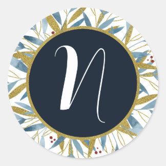 Maßgeschneiderter, goldener Rahmen für Zweige Runder Aufkleber