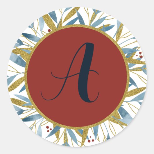 Maßgeschneiderter, goldener Rahmen für Zweige Runder Aufkleber (Vorderseite)