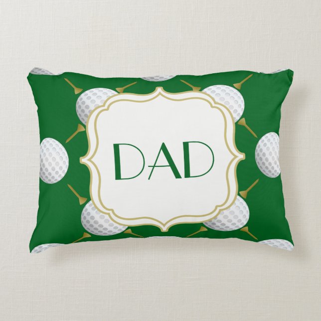 Maßgeschneiderter Golf Ball und T-Shirts auf Green Dekokissen (Vorderseite)