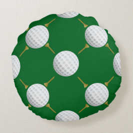 Maßgeschneiderter Golf Ball und T-Shirts auf Green Rundes Kissen
