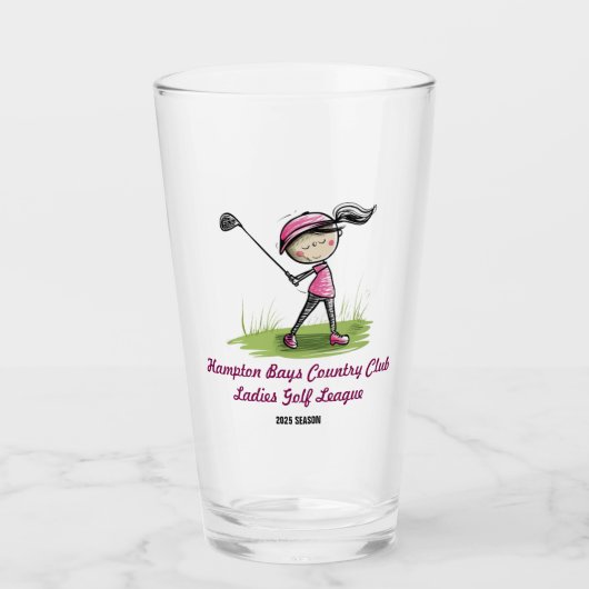 Maßgeschneiderter Golf Club Ladys League Drink Gla Glas (Vorderseite)