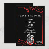 Maßgeschneiderter Gothic Skull & Rose Save The Date (Vorne/Hinten)