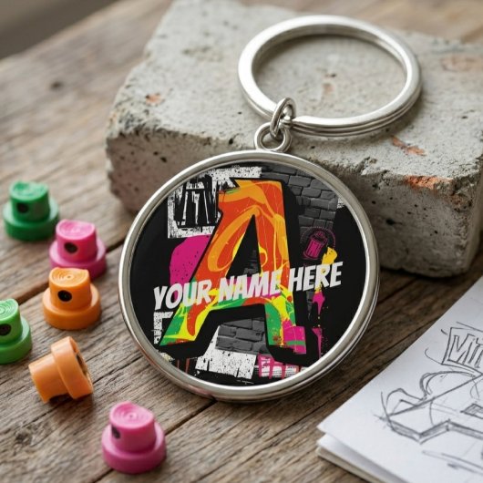 Maßgeschneiderter Graffiti-Stilbrief "A" Graphic Schlüsselanhänger