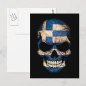 Maßgeschneiderter griechischer Flag-Schädel Postkarte (Vorne/Hinten)