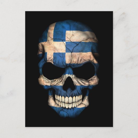 Maßgeschneiderter griechischer Flag-Schädel Postkarte (Vorderseite)