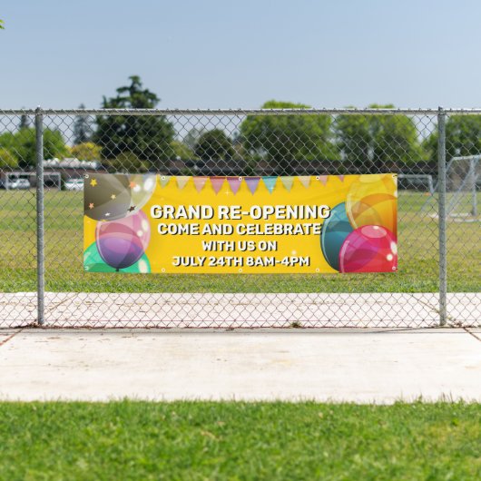 Maßgeschneiderter Großer Re-Opening-Ballons-Laden Banner (Insitu)