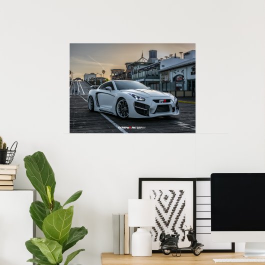 Maßgeschneiderter Großkörper Nissan GT-R mit LEDs Poster (Heimbüro)