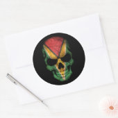 Maßgeschneiderter Guyana Flag Skull Runder Aufkleber (Umschlag)